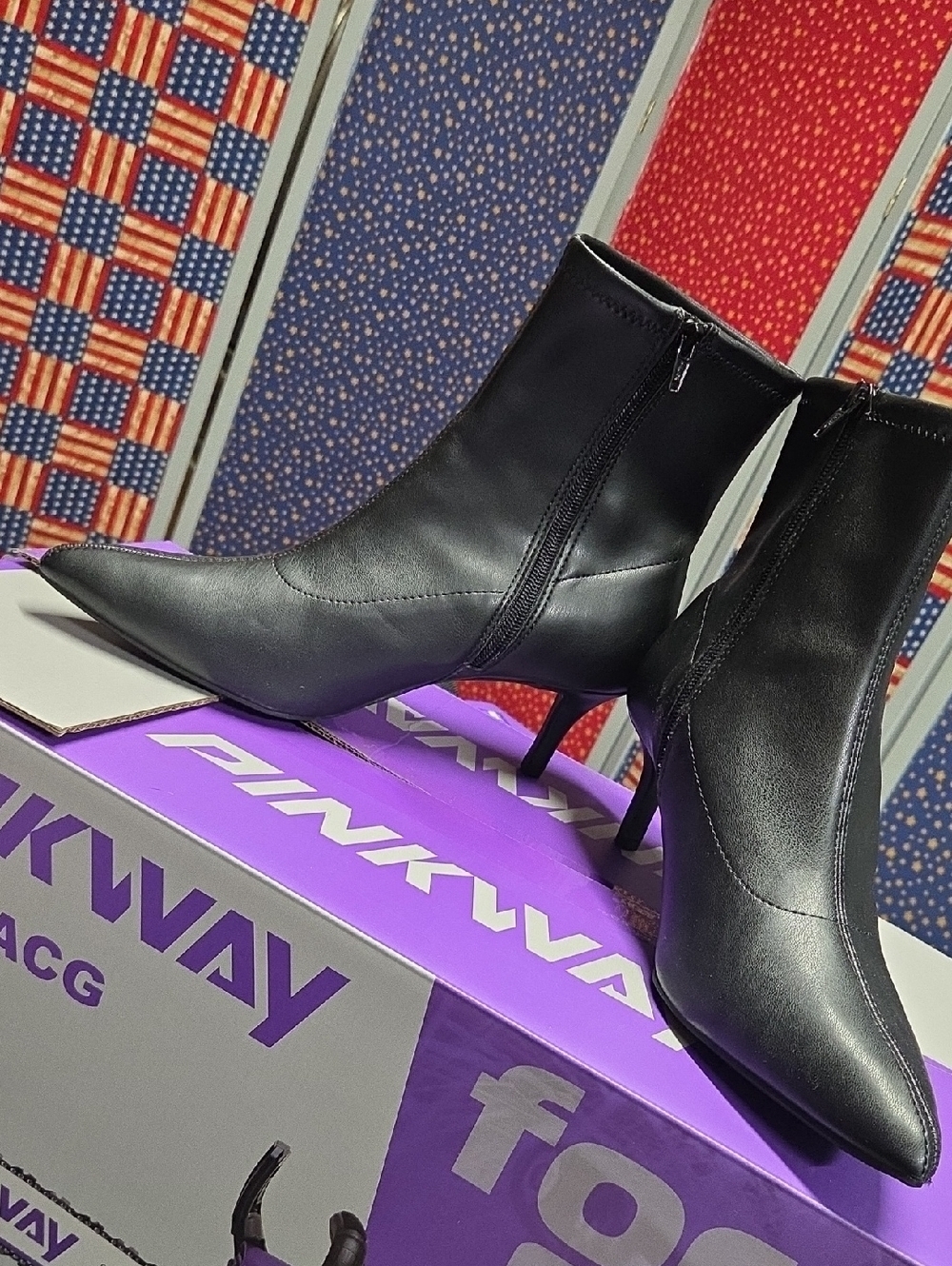 Wild Pair Black Pointed Ankle Booties with Side Zip